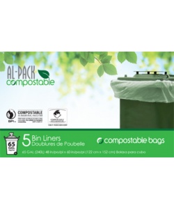 Sacs à poubelle compostables 48 x 60” pour bac roulant de 240 L (65 gal)