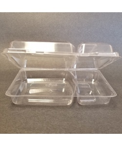 Contenant à charnière compostable en PLA 2 comp. de 14 oz et 7 oz