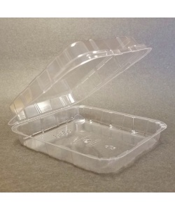 Contenant à charnière rectangulaire bas en PLA 10 oz (293 ml)