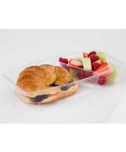 Cabaret transparent compostable en PLA à 2 compartiments 12 oz et 24 oz