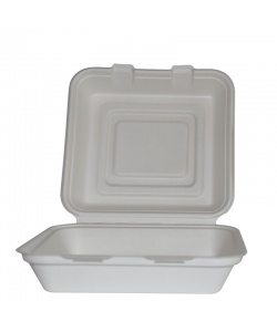 CONTENANT A CHARNIERE COMPOSTABLE EN BAGASSE 1 COMP. 9 ” (22.8 cm) 
