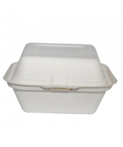Contenant à charnière compostable en bagasse1 comp. for hamburger 6” (15 cm)