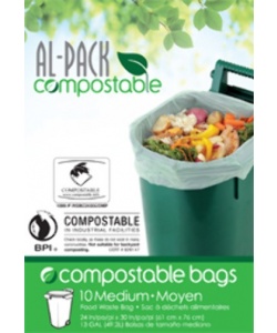 Sacs compostables 24 x 30” pour petit bac de rue de 46 L (13 gal)