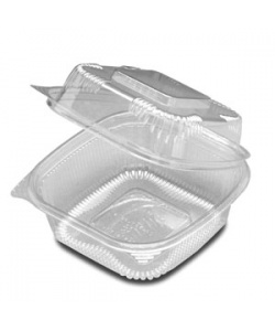 Contenant carré à charnière compostable en PLA 6” (15 cm)