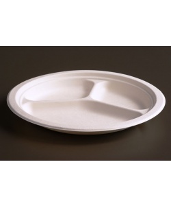Assiette compostable en bagasse 10” (25.4 cm) 3 comp.
