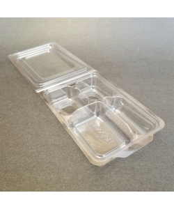 Boîte collation à charnière recyclable 4 comp. 3 oz & 3 x 2 oz