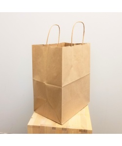 Sac à poignée torsadée kraft Naturel «TAKE-OUT» 14x10x16