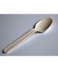 Cuillères blanches compostables en amidon, pour dégustation, 4 pouces - 10 cm