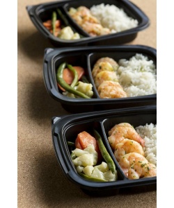 Contenant individuel 2 comp., noir, micro-ondable